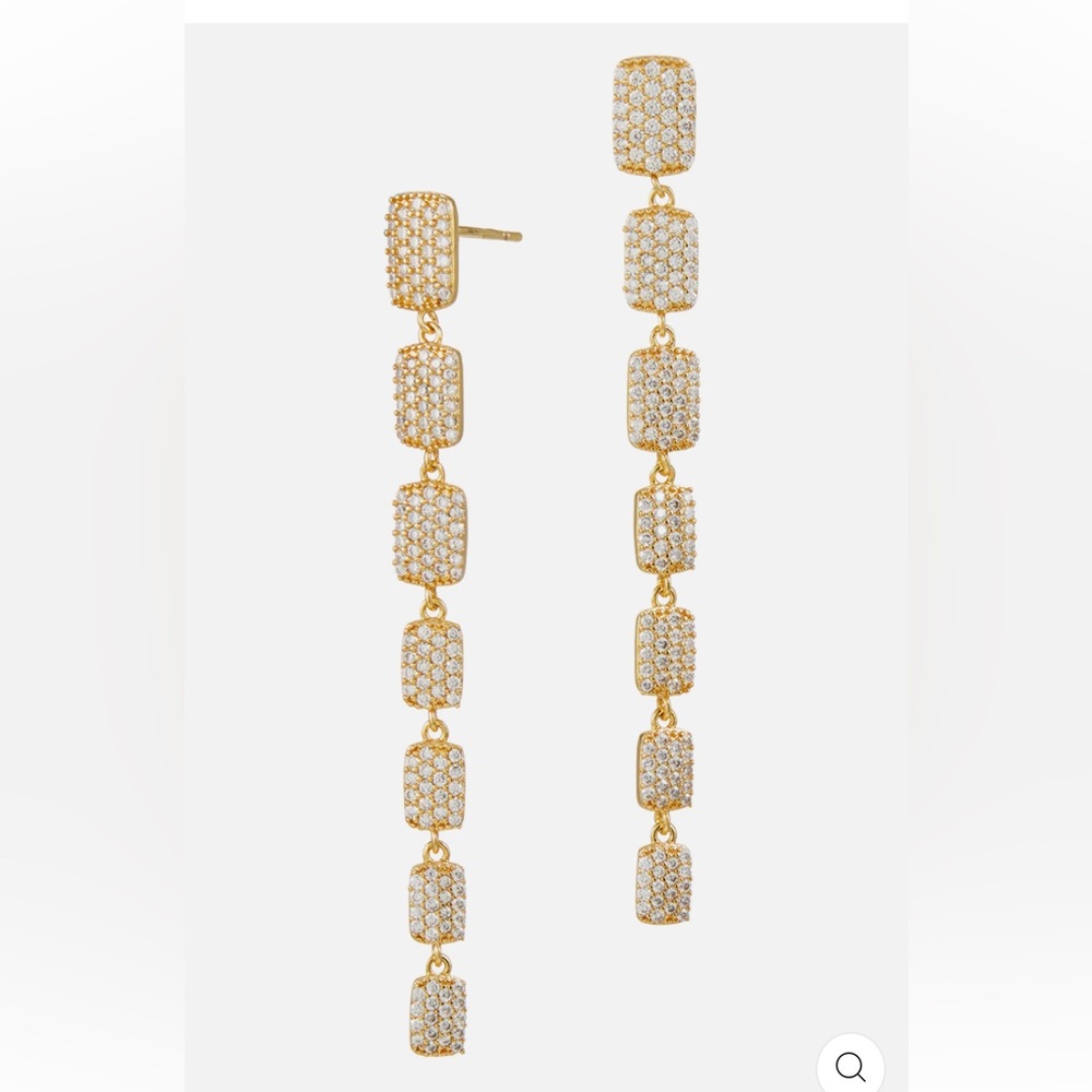 Savvy Cie NWOT Gold Cz Tag Dangle Earrings
